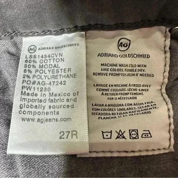 Adriano Goldschmied Jeans The Prima Cigarette Leg Grey Size 27 - Picture 8 of 16